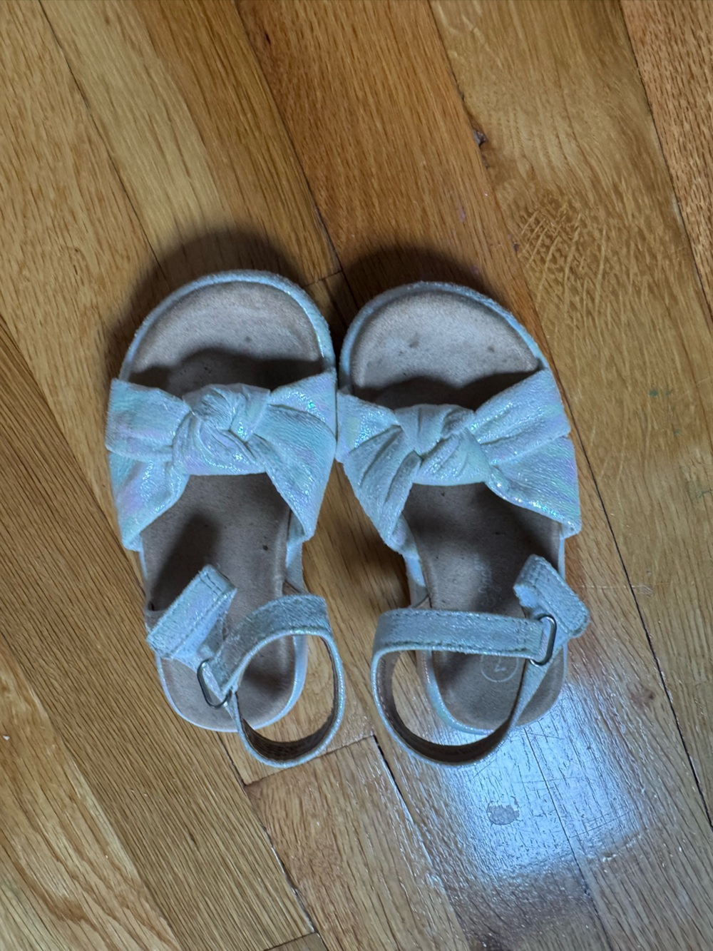 Kids Glitter Bow Strap Sandals - White